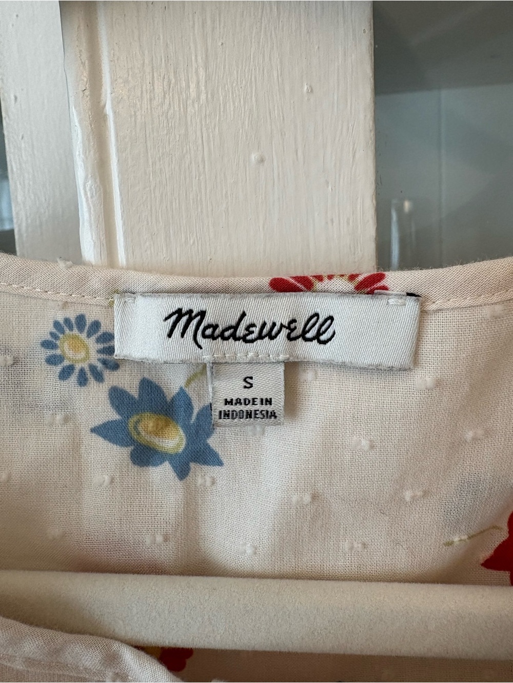 Madewell Cream Floral Button-Front Puff Sleeve Blouse - Picture 3 of 7